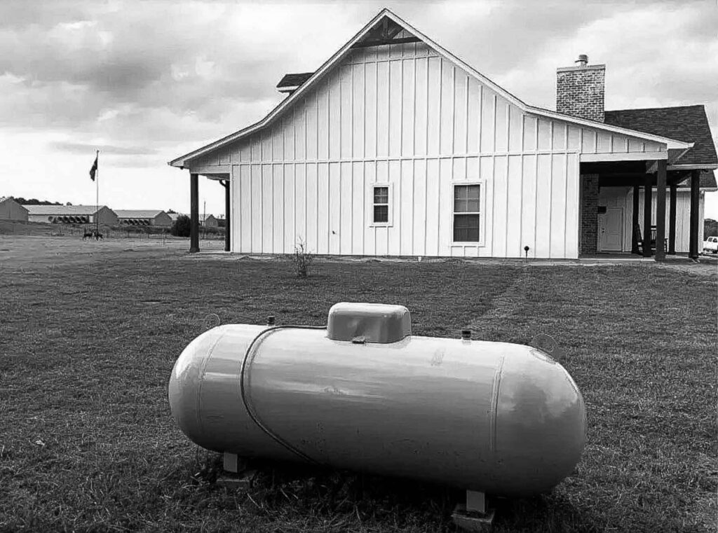propane tank in front of a barn in maryland