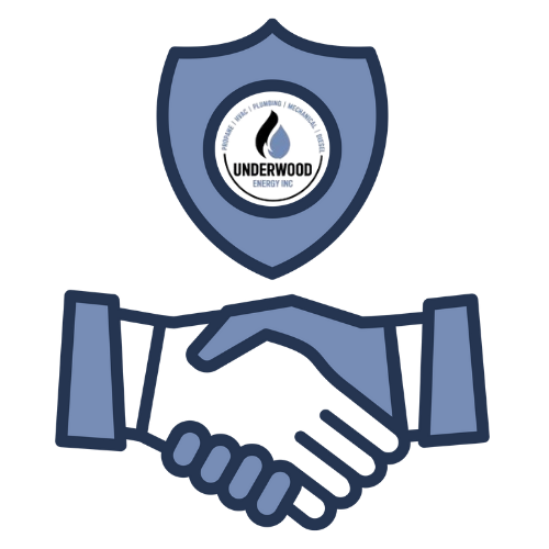 start a partnership with underwood energy, two hands shaking under the underwood logo